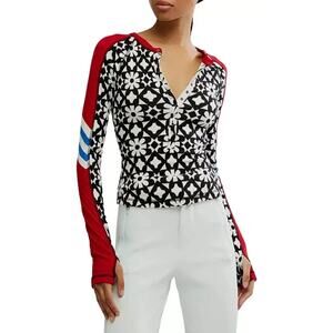$78 FP Movement Women's Kick Off Printed Layer Top in Aspen Onyx Size Small NWT